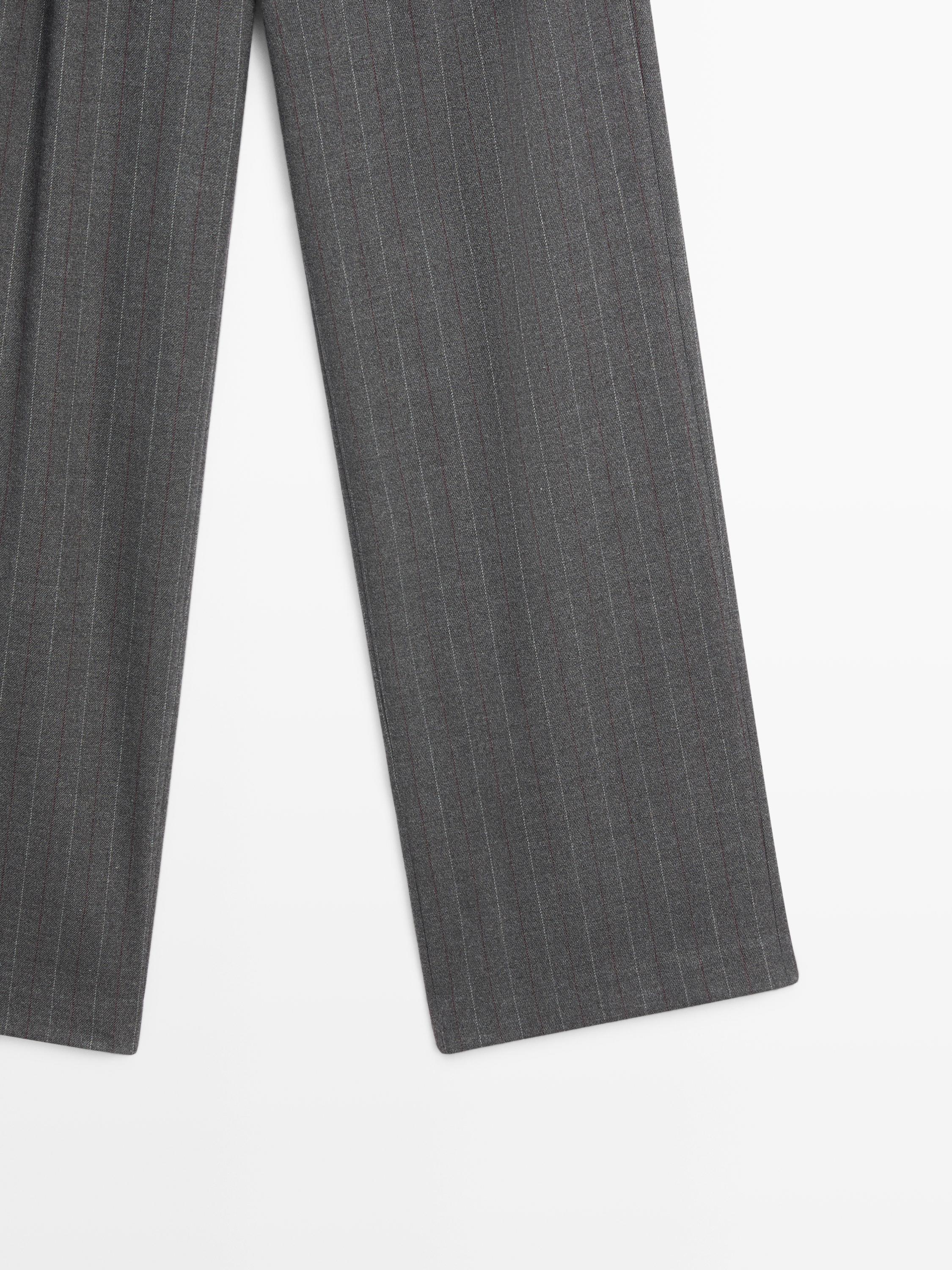 Darted pinstripe trousers